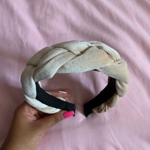 headband velvet feel cream color